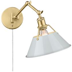 Orwell Champagne Bronze Wall Lamp with Dusky Blue Shade