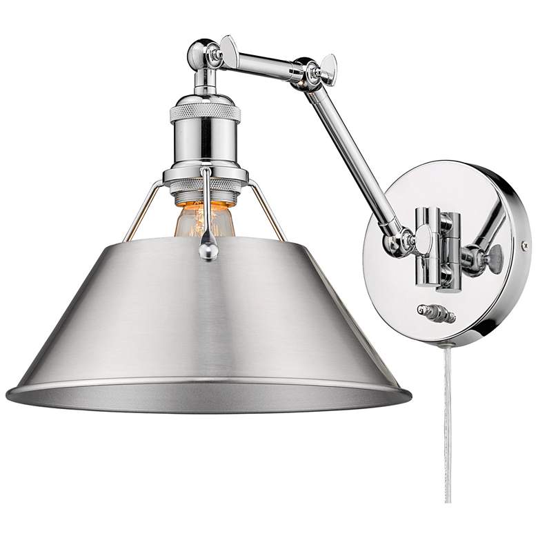 Image 1 Orwell Chrome Swing Arm Wall Lamp with Pewter Shade