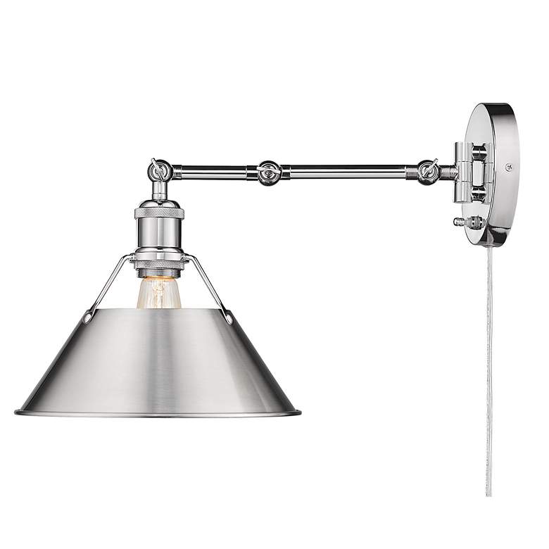 Image 2 Orwell Chrome Swing Arm Wall Lamp with Pewter Shade more views