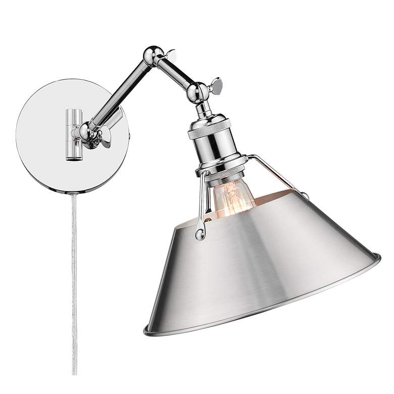 Image 3 Orwell Chrome Swing Arm Wall Lamp with Pewter Shade more views