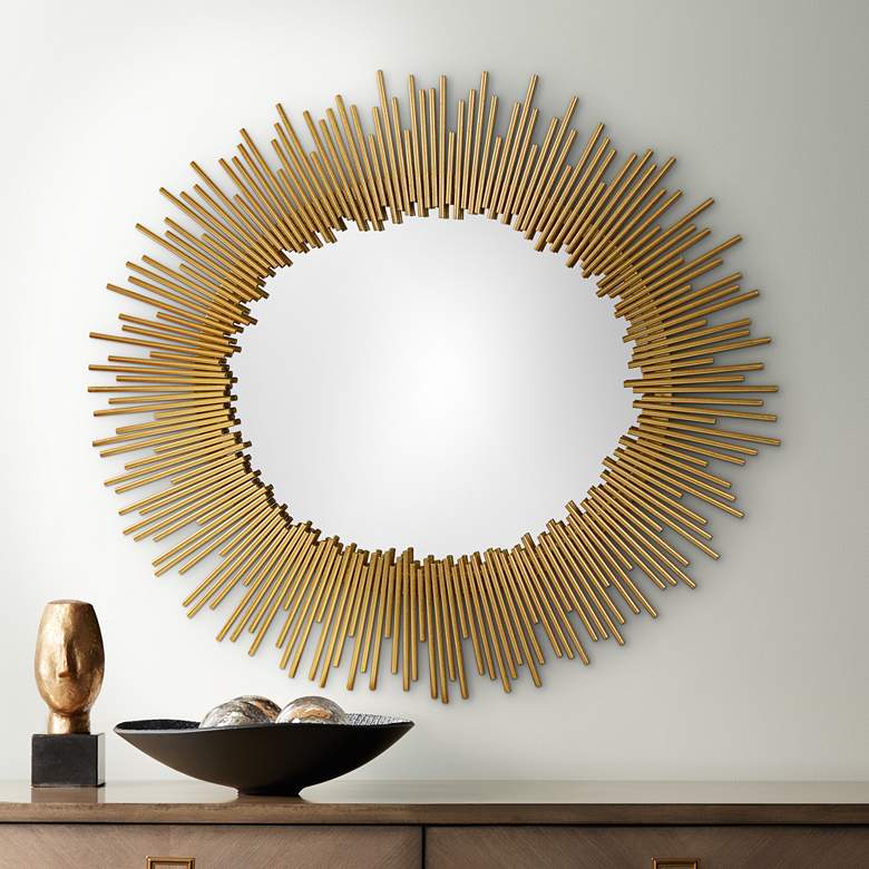 Image 1 Orwell Gold Leaf 32" x 35" Sunburst Wall Mirror