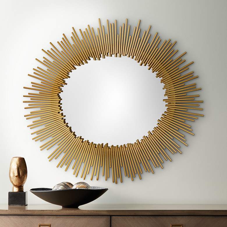 Image 1 Orwell Gold Leaf 32 inch x 35 inch Sunburst Wall Mirror