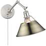 1_Orwell Pewter Swing Arm Wall Lamp with Aged Brass Shade