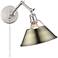 Orwell Pewter Swing Arm Wall Lamp with Aged Brass Shade