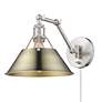 3_Orwell Pewter Swing Arm Wall Lamp with Aged Brass Shade more views