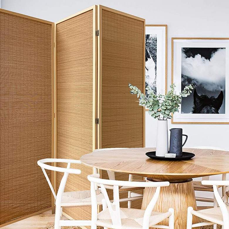 Image 1 Osaka 57" Wide Natural Bamboo 3-Panel Screen/Room Divider