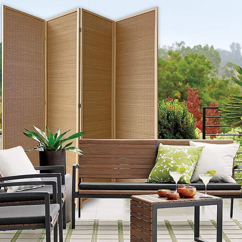 Image 1 Osaka 76" Wide Natural Bamboo 4-Panel Screen/Room Divider