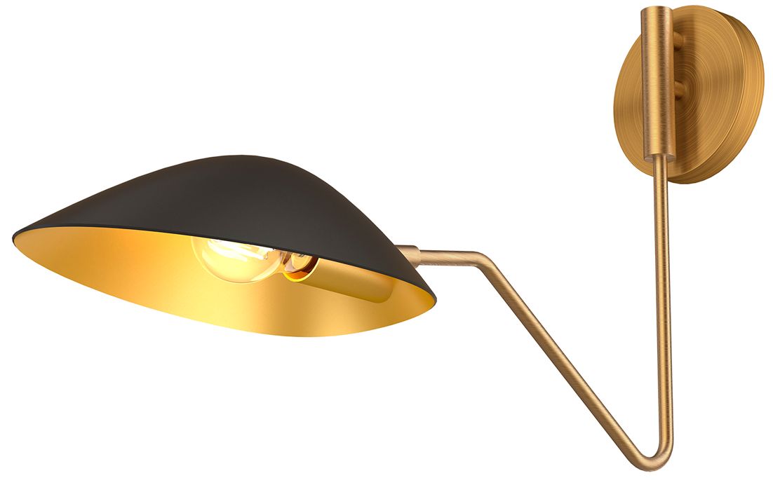 Oscar 12 3/4" High Aged Gold and Matte Black Wall Sconce