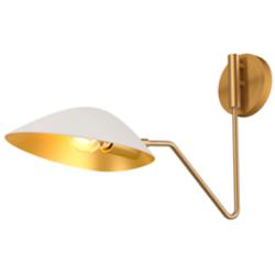 Oscar 12 3/4" High Aged Gold and White Wall Sconce