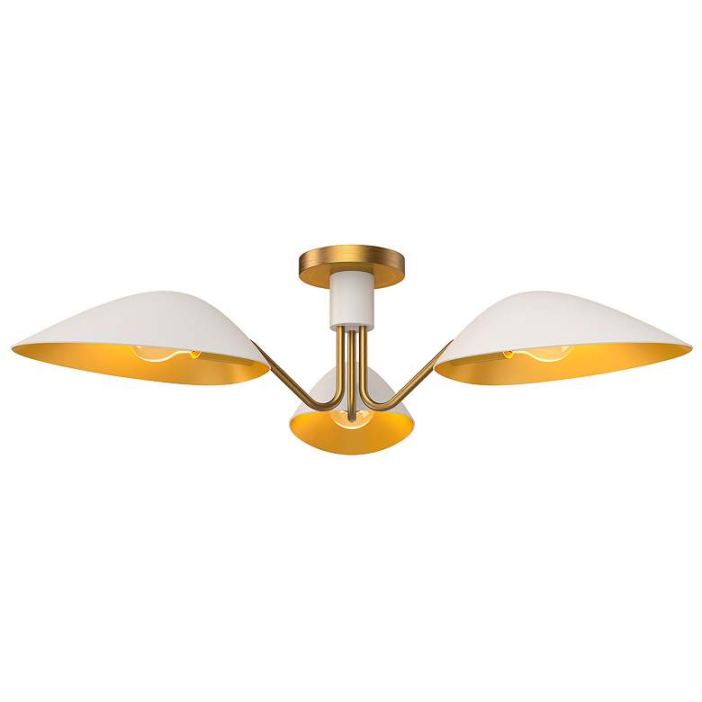 Image 3 Oscar 31 3/4" Wide Aged Gold 3-Light Ceiling Light more views