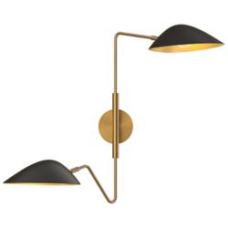 Oscar 23 1/2"H Aged Gold and Matte Black 2-Light Wall Sconce