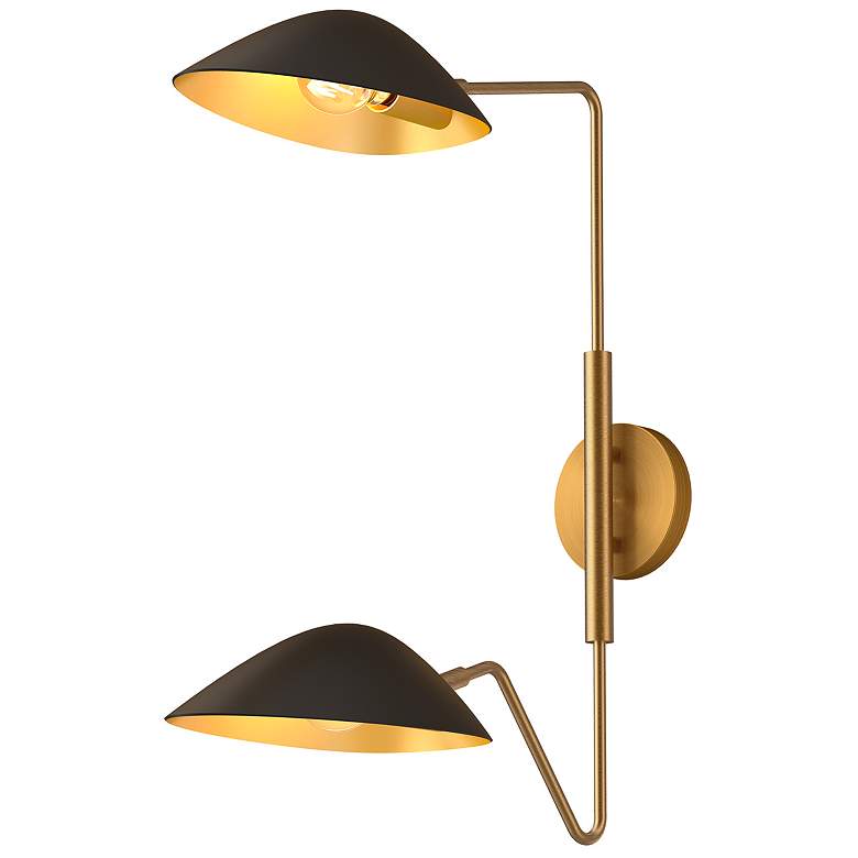 Image 2 Oscar 23 1/2"H Aged Gold and Matte Black 2-Light Wall Sconce more views