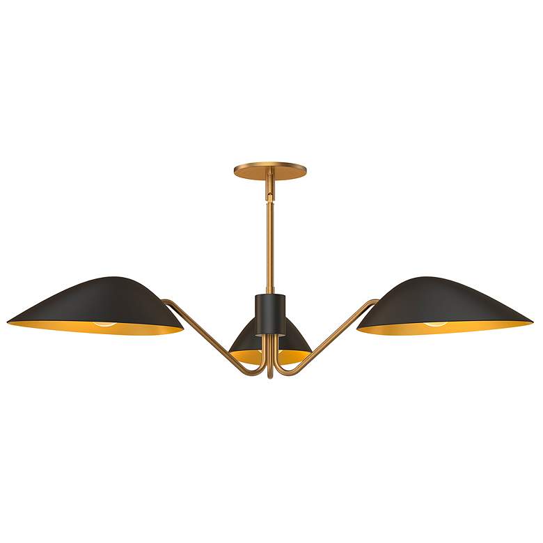 Image 2 Oscar 35 3/4" Wide Aged Gold and Matte Black 3-Light Pendant
