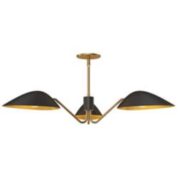 Oscar 35 3/4" Wide Aged Gold and Matte Black 3-Light Pendant