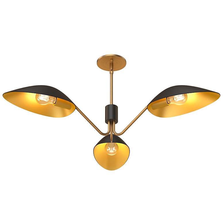 Image 3 Oscar 35 3/4" Wide Aged Gold and Matte Black 3-Light Pendant more views