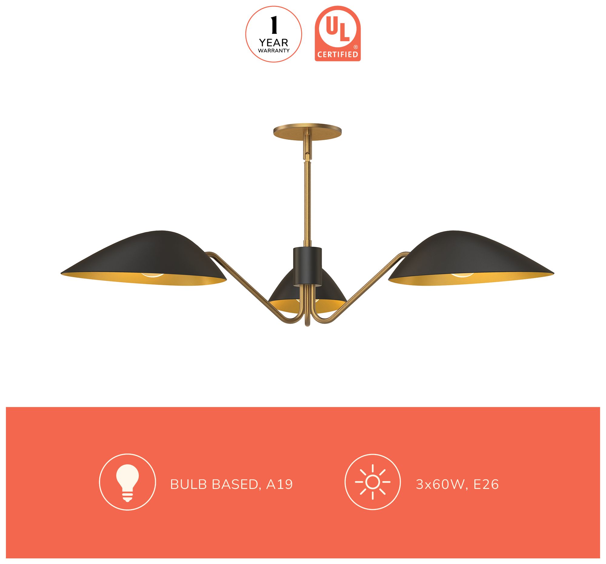 Image 5 Oscar 35 3/4" Wide Aged Gold and Matte Black 3-Light Pendant more views