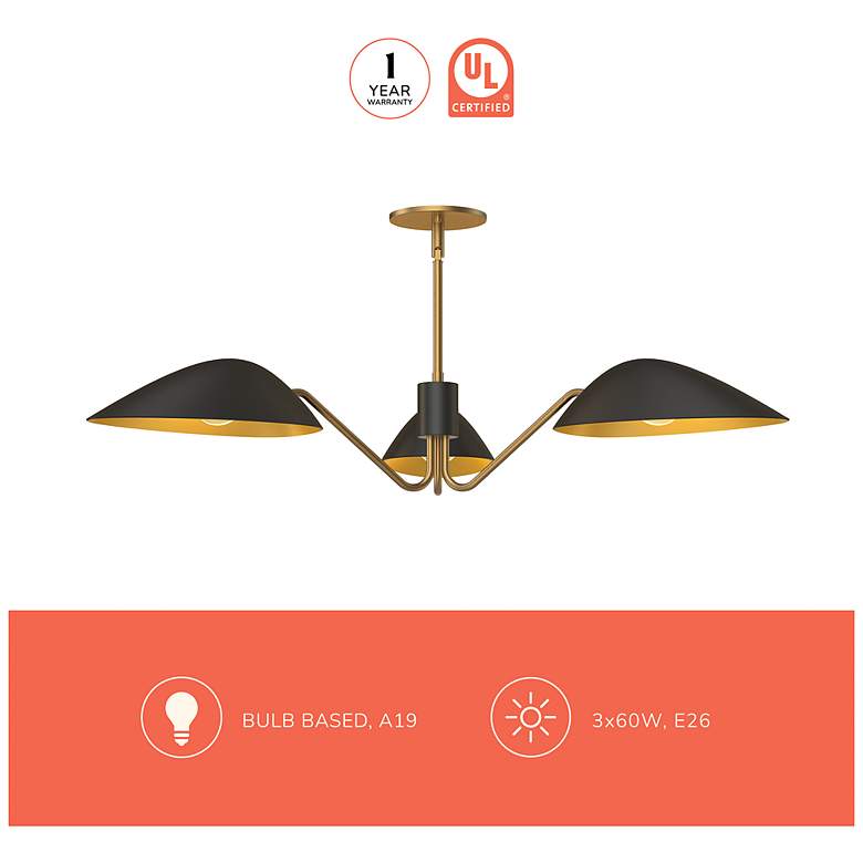 Image 5 Oscar 35 3/4" Wide Aged Gold and Matte Black 3-Light Pendant more views