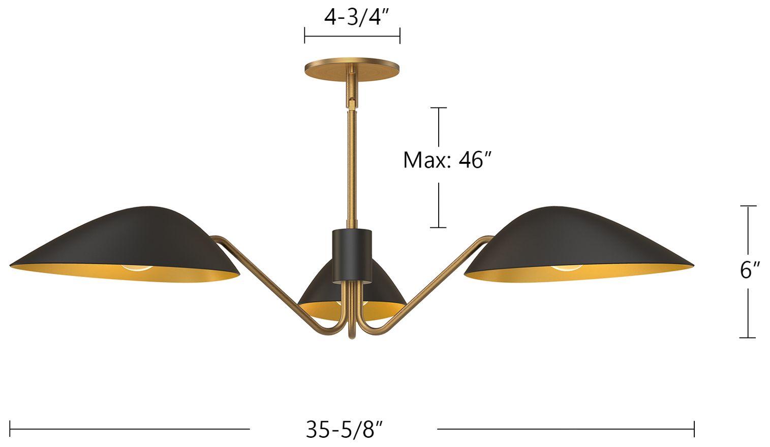 Image 6 Oscar 35 3/4" Wide Aged Gold and Matte Black 3-Light Pendant more views