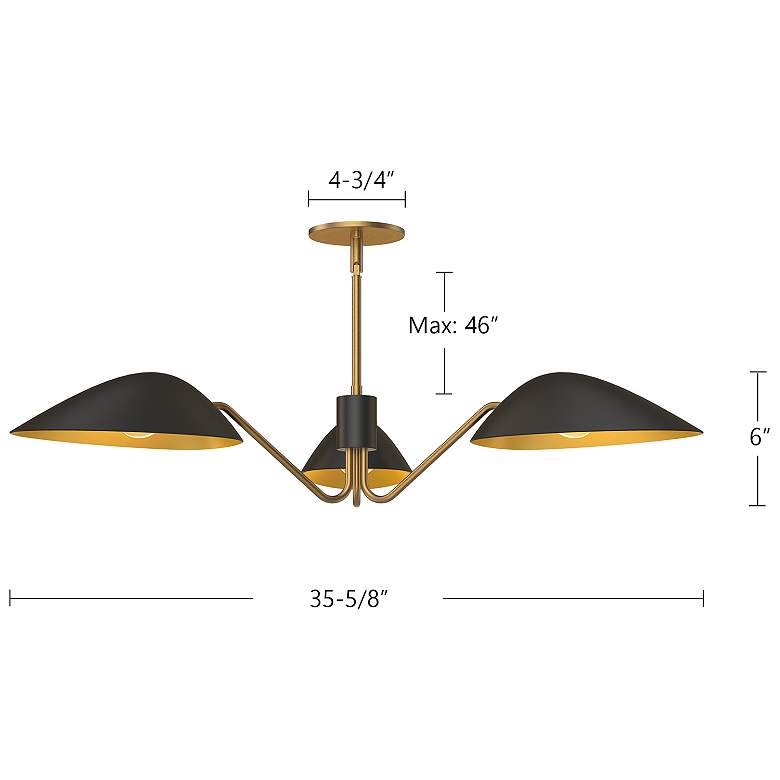 Image 6 Oscar 35 3/4" Wide Aged Gold and Matte Black 3-Light Pendant more views