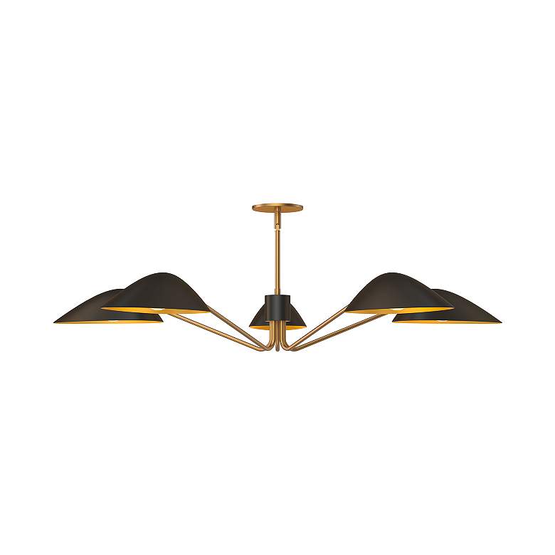 Image 4 Oscar 46" Wide Aged Gold and Matte Black 5-Light Pendant more views