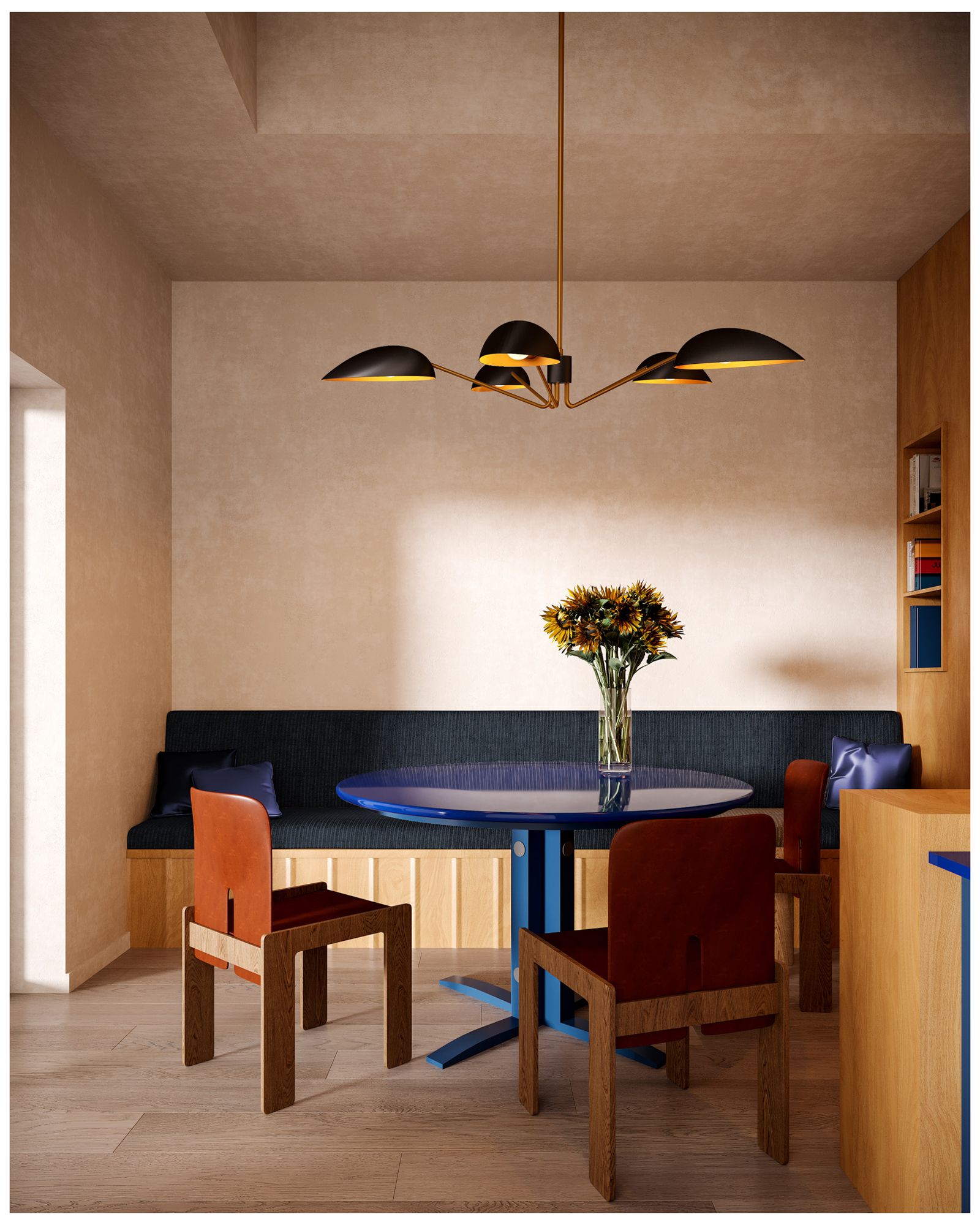 Image 5 Oscar 46" Wide Aged Gold and Matte Black 5-Light Pendant more views