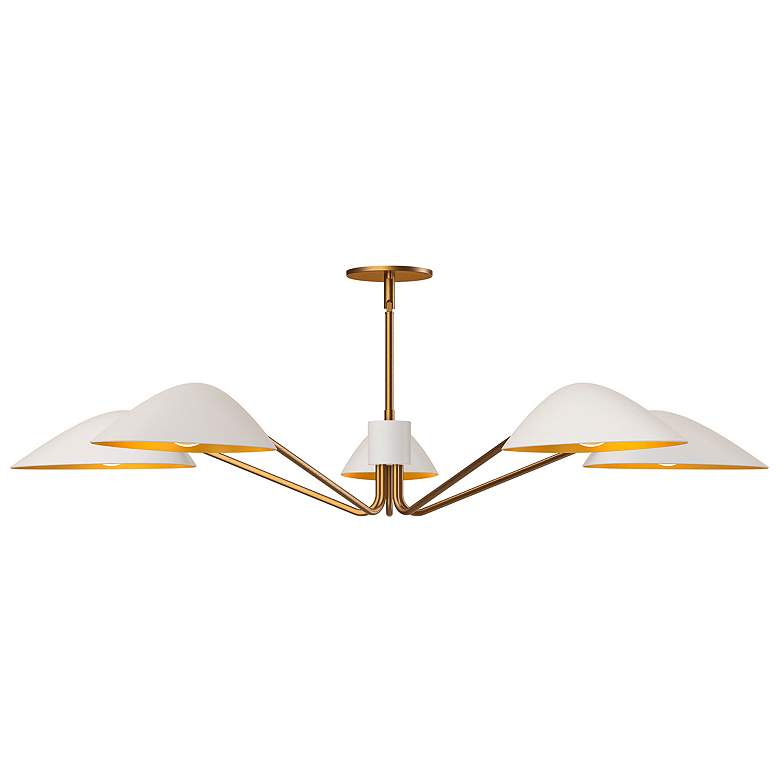 Image 4 Oscar 46" Wide Aged Gold with White 5-Light Pendant more views