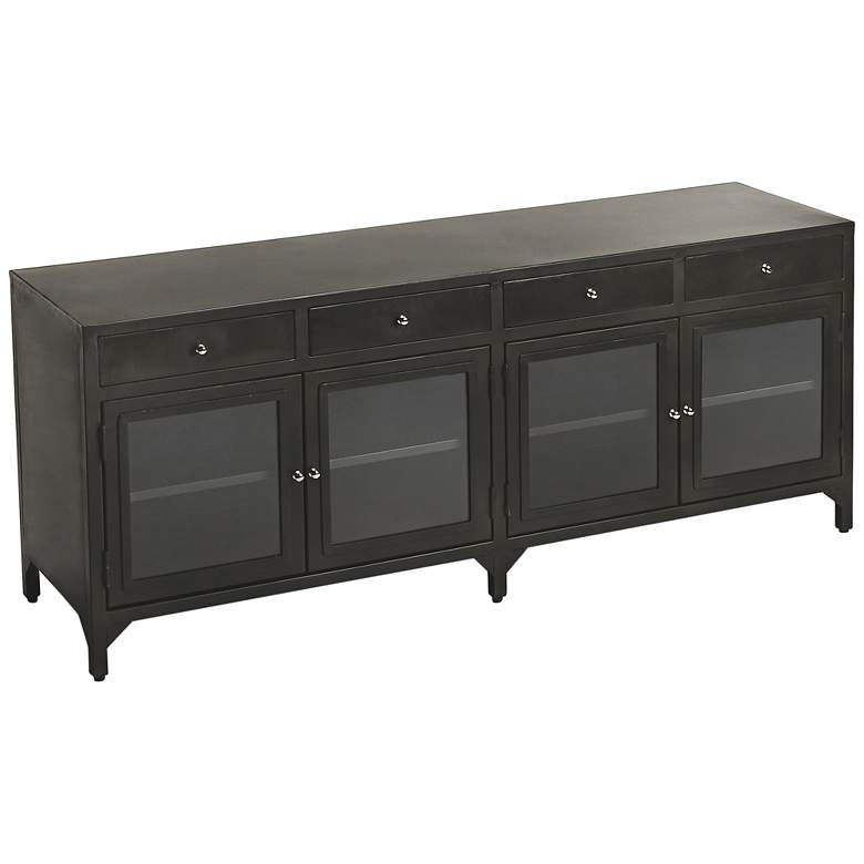 Image 1 Oscar 69 inch Wide Distressed Black 4-Door Console Chest