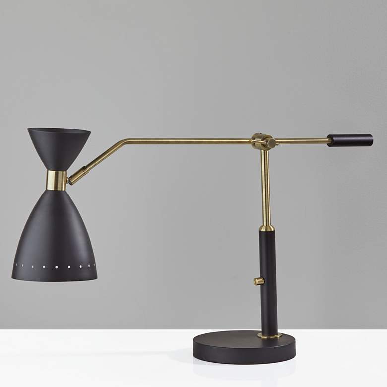 Image 4 Oscar Black and Antique Brass Adjustable Desk Lamp more views