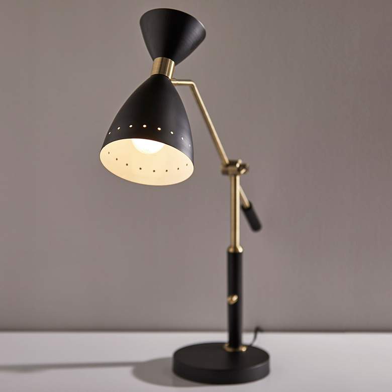 Image 5 Oscar Black and Antique Brass Adjustable Desk Lamp more views