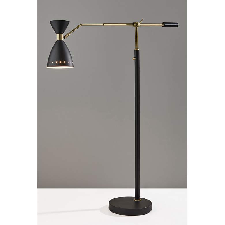 Image 3 Oscar Black and Antique Brass Adjustable Floor Lamp more views
