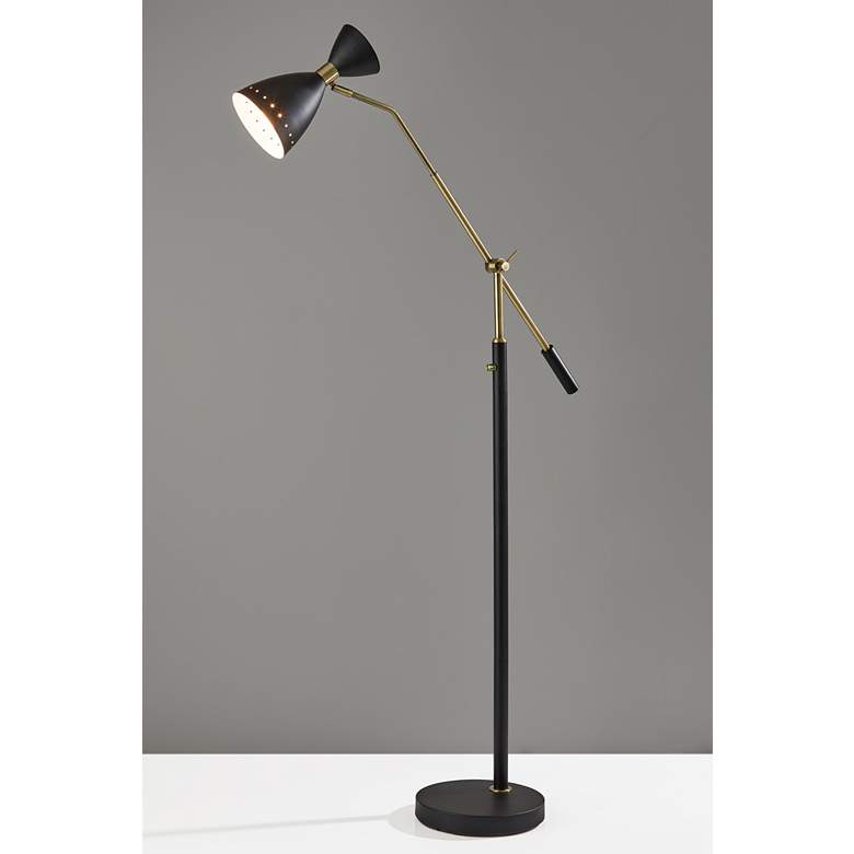 Image 4 Oscar Black and Antique Brass Adjustable Floor Lamp more views
