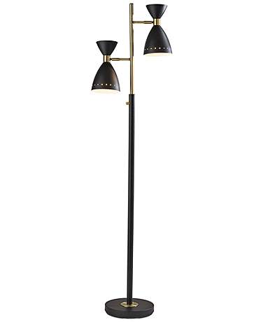 Oscar Black and Brass Adjustable 2-Light Tree Floor Lamp