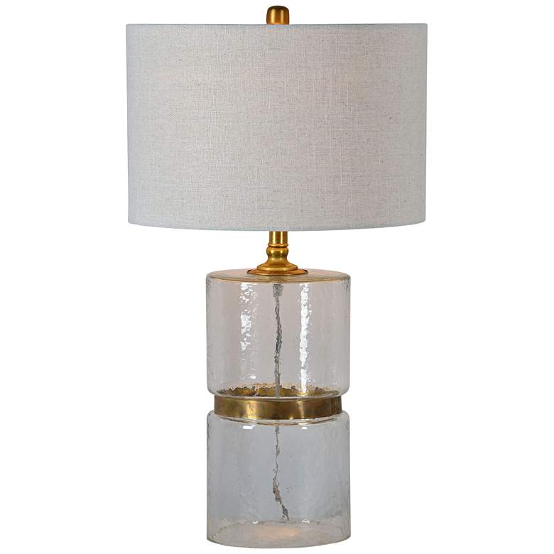 Image 1 Oscar Brass Metal and Hammered Glass Table Lamp