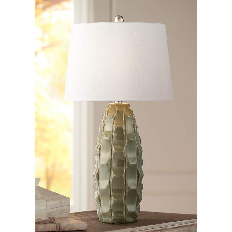 Image 1 Oscar Textured Jar Ceramic Table Lamp