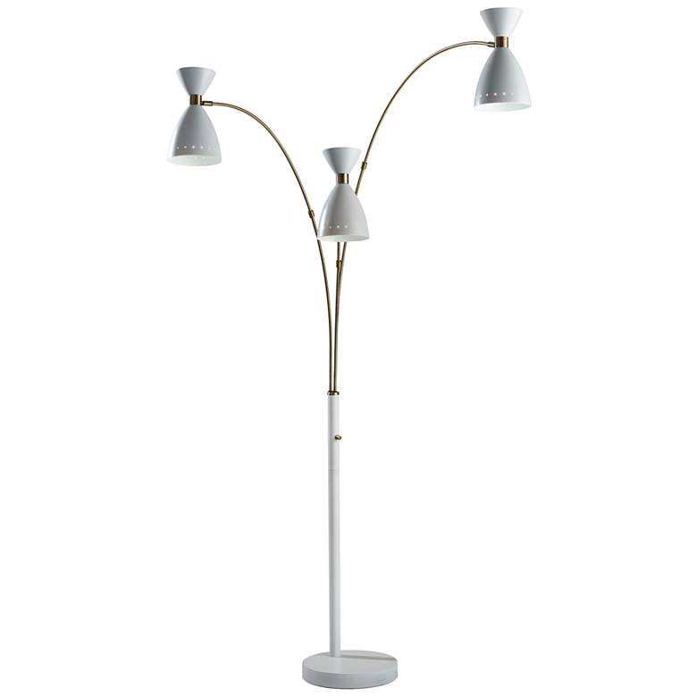 Image 1 Oscar White and Antique Brass 3-Arm Arc Floor Lamp
