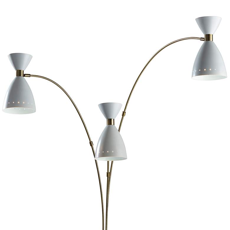 Image 2 Oscar White and Antique Brass 3-Arm Arc Floor Lamp more views
