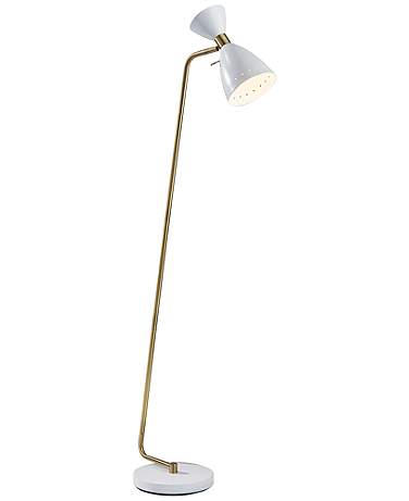 Oscar White and Antique Brass Adjustable Floor Lamp