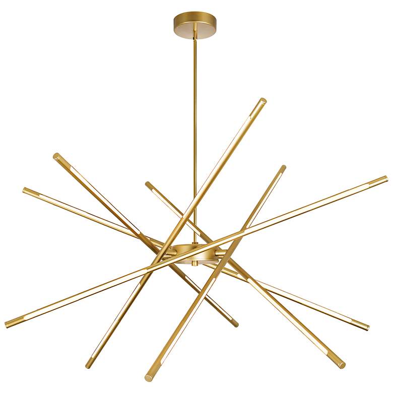 Image 1 Oskil 43" Wide Satin Gold 6-Light LED Chandelier