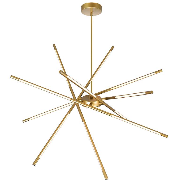Image 3 Oskil 43" Wide Satin Gold 6-Light LED Chandelier more views