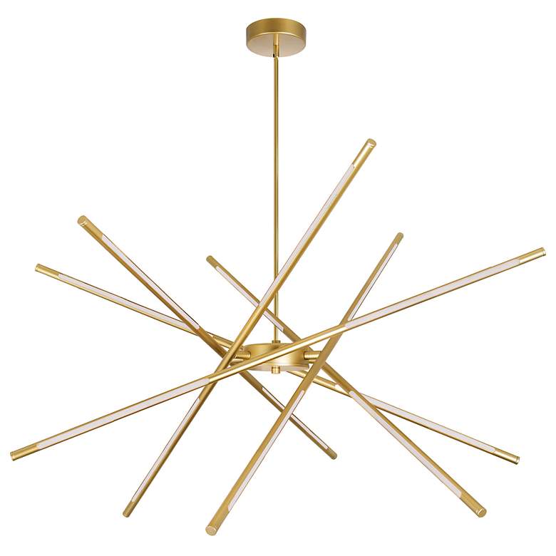 Image 5 Oskil 43" Wide Satin Gold 6-Light LED Chandelier more views