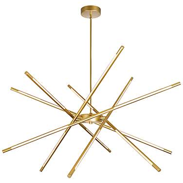 Oskil 43" Wide Satin Gold 6-Light LED Chandelier
