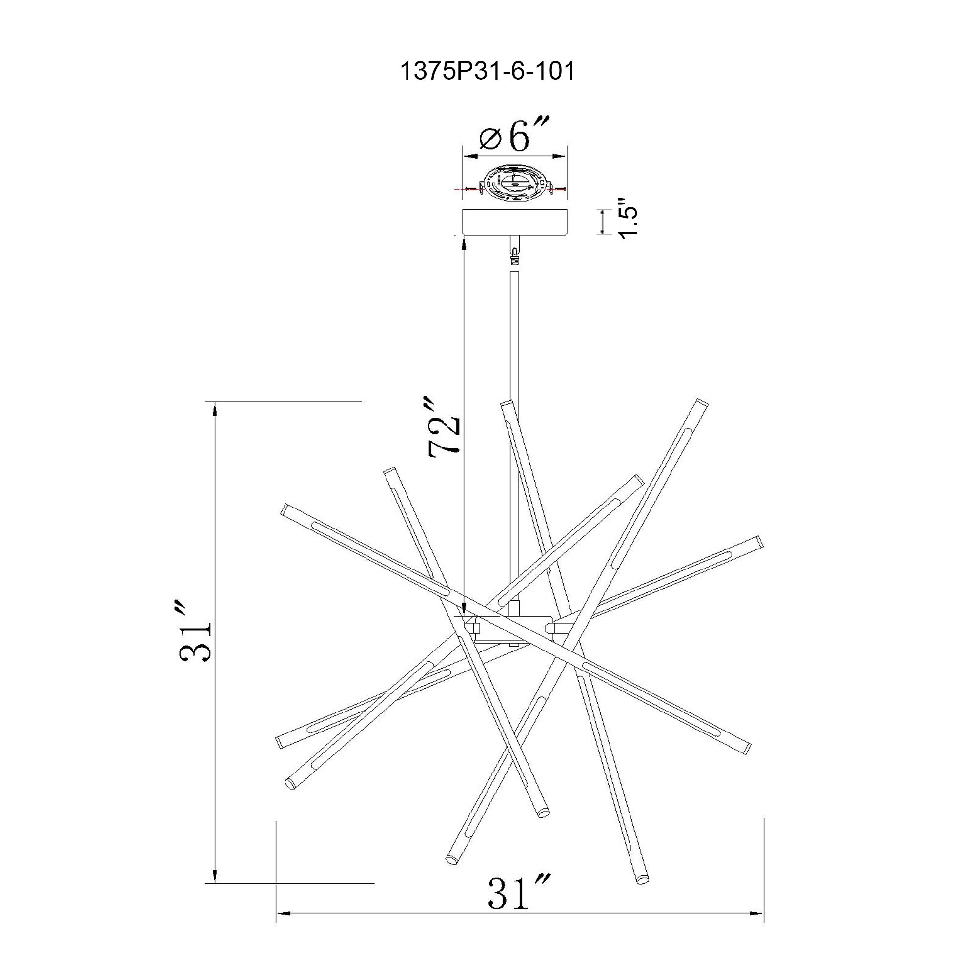 Image 6 Oskil Integrated LED 31in Black Chandelier more views