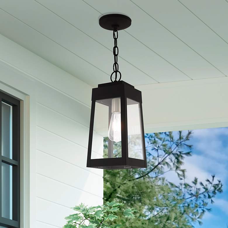 Image 1 Oslo 1 Light Black Outdoor Pendant Lantern