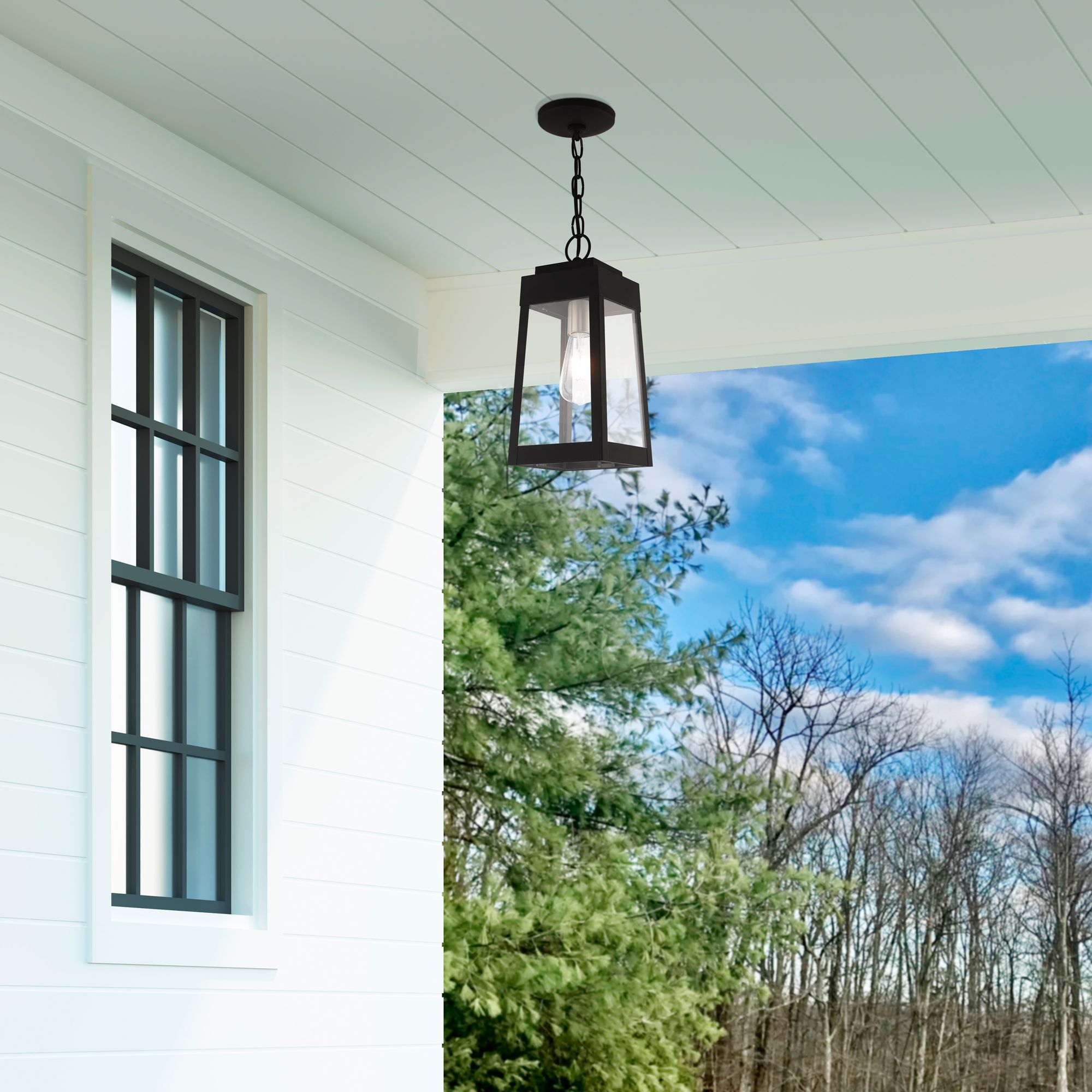 Oslo 1 Light Black Outdoor Pendant Lantern