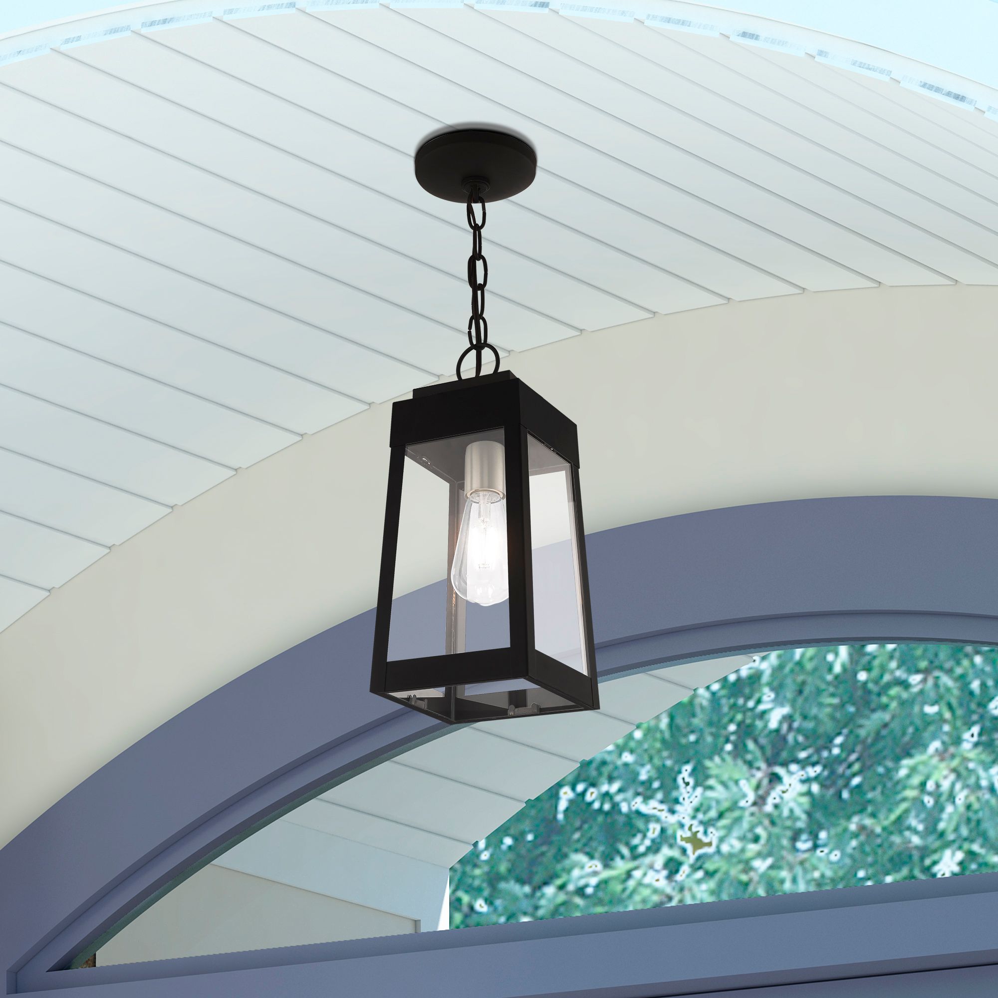 Oslo 1 Light Black Outdoor Pendant Lantern