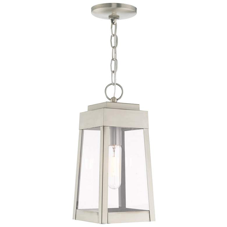 Image 1 Oslo 1 Light Brushed Nickel Outdoor Pendant Lantern