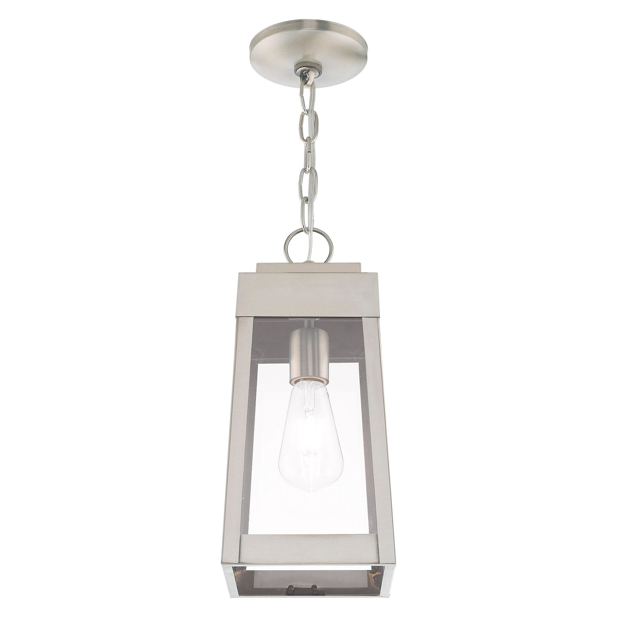 Oslo 1 Light Brushed Nickel Outdoor Pendant Lantern