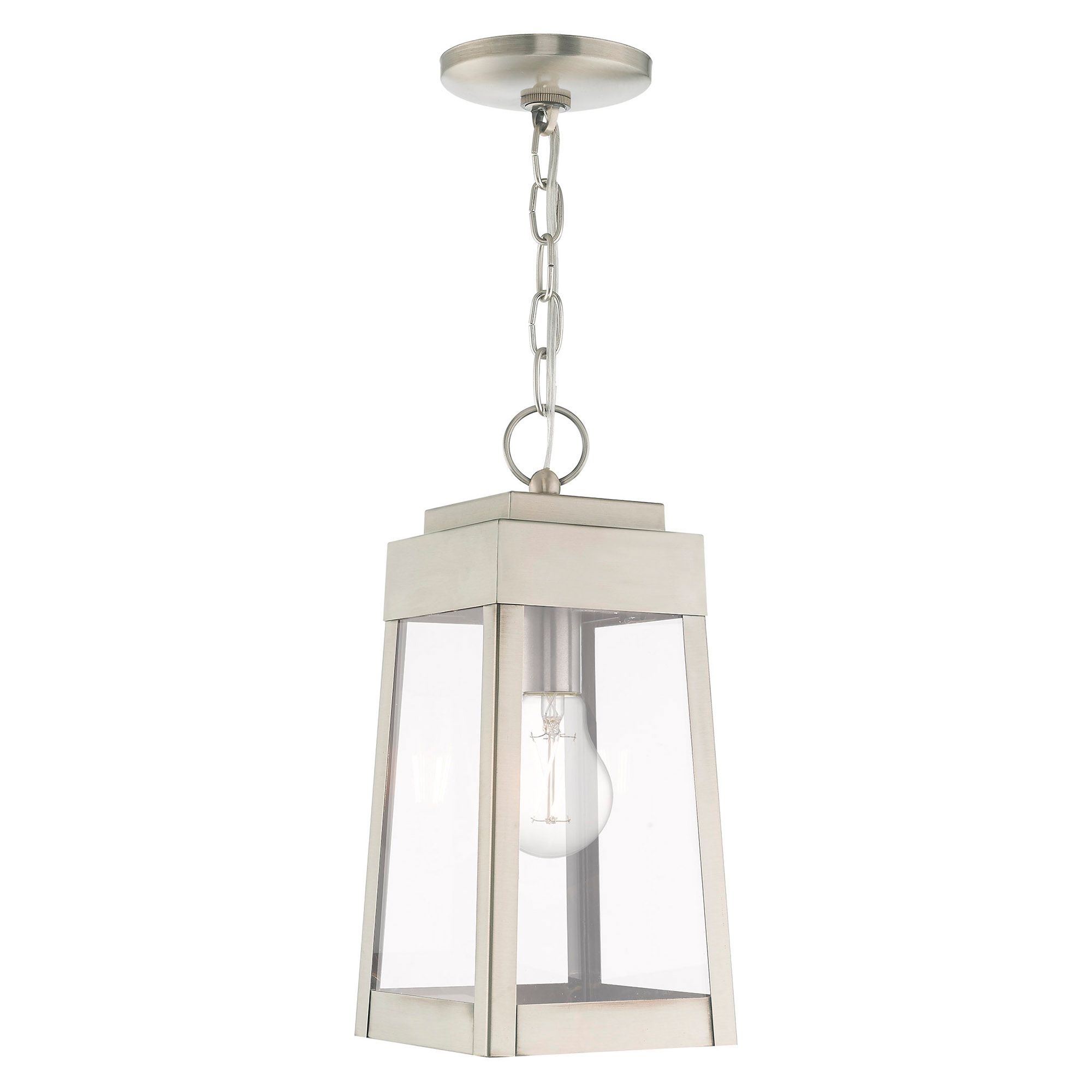 Oslo 1 Light Brushed Nickel Outdoor Pendant Lantern