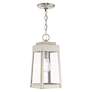 Oslo 1 Light Brushed Nickel Outdoor Pendant Lantern