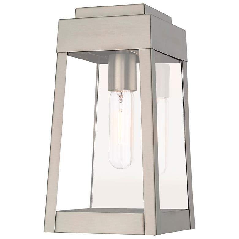 Image 2 Oslo 1 Light Brushed Nickel Outdoor Wall Lantern